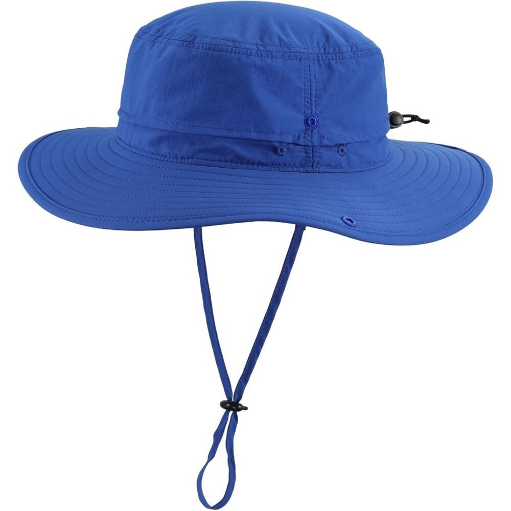 Unisex Blue 100% Nylon Wide Brim Boonie with Chin Strap Classic Cowboy Hat